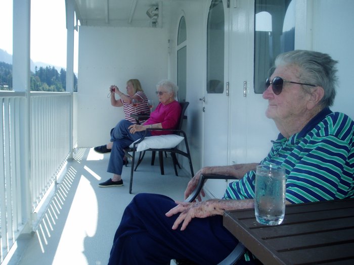 We view the Columbia River Gorge from our veranda