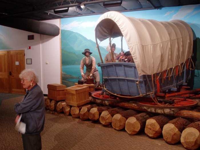 Mom views an exhibit