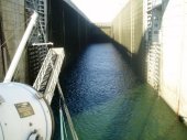 Entering a lock of The Dalles Dam