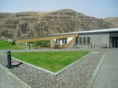 Another view of the visitor center and nearby hills