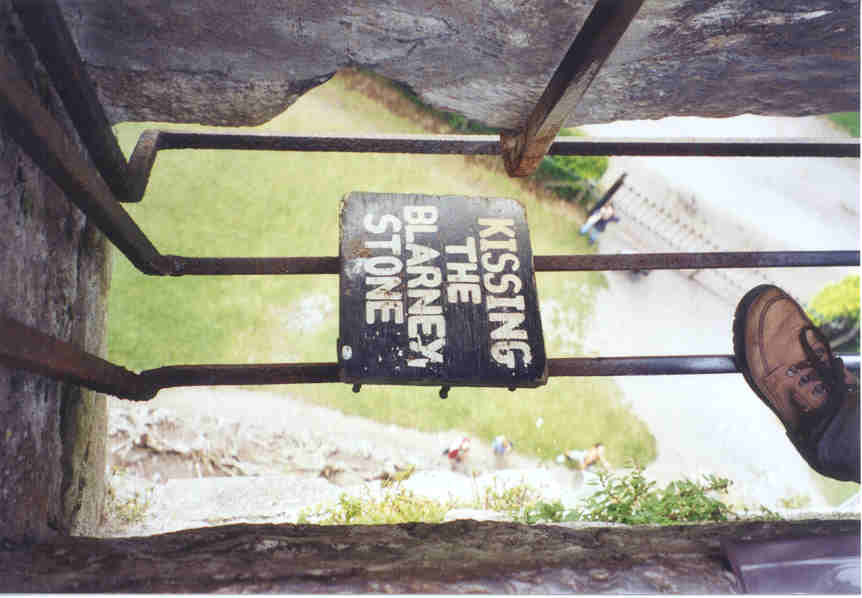 Looking straight down from the top of Blarney Castle.  It's a long way down! The Blarney Stone is at the top right corner of this photo.