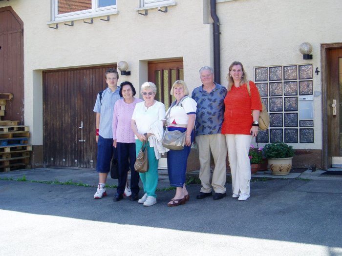 We visited Ofterdingen with some of our German cousins from Stuttgart.  From left to right, Marco (cousin), Ruth (Marco's grandmother), Mom, Carol (sister), Dad and Eva (Marco's mother).