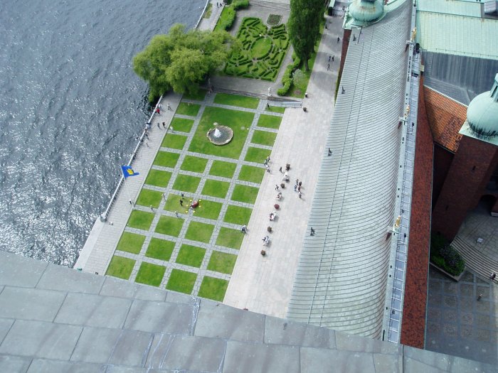 Looking down from the bell tower