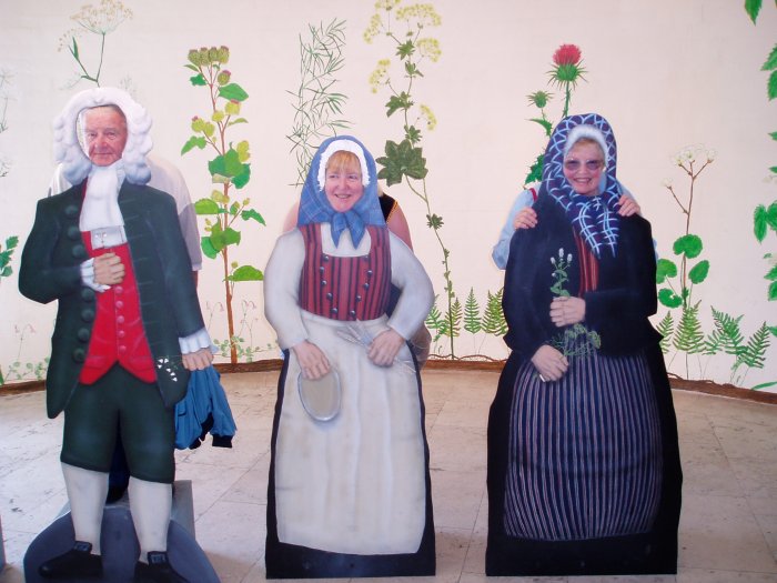 My father, sister, and mother pose for a photograph in Skansen