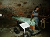 17th century cannon in the basement.  Vadstena Castle was built by King Gustav Vasa in 1545 as a fortress to protect Stockholm.