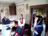 Mom, a Skansen docent, and my sister Carol